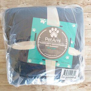 PetAmi Waterproof Pet Blanket 29”x40” Small Medium Blue/White Fleece Reversible